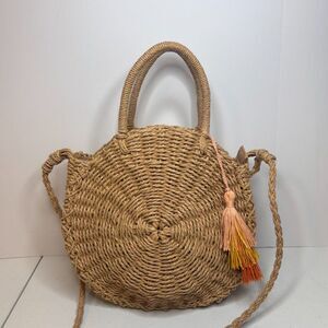 Emelinda Vintage Natural Staw Shoulder Crossbody Bag Womens Purse Tassel